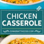 This chicken broccoli casserole is a one pot meal with sauteed chicken, rice, broccoli florets and cheese, finished off with a crunchy topping.