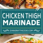 This chicken thigh marinade is a savory blend of fresh herbs, garlic, olive oil, lemon and seasonings.