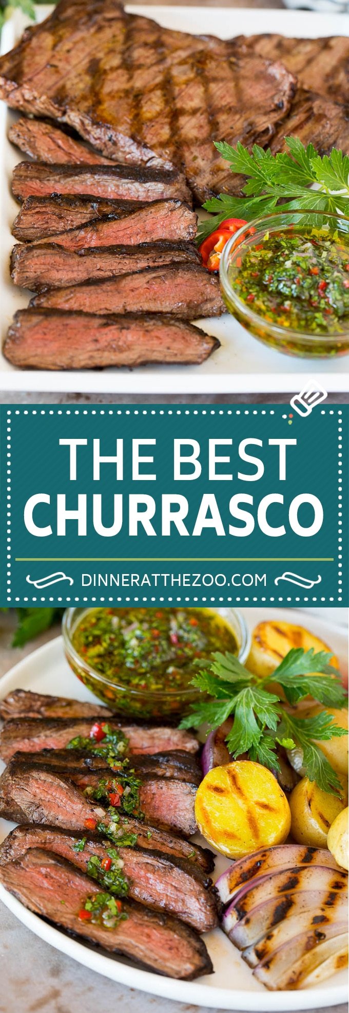 This churrasco recipe is marinated skirt steak that is grilled to tender perfection, then topped with a fresh and flavorful chimichurri sauce.