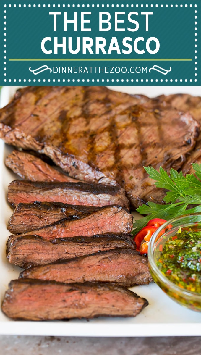 This churrasco recipe is marinated skirt steak that is grilled to tender perfection, then topped with a fresh and flavorful chimichurri sauce.