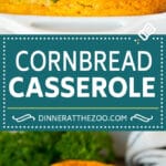 This cornbread casserole is a blend of corn muffin mix, canned corn, creamed corn, seasoning, eggs and butter, all baked together to make a hearty dish.