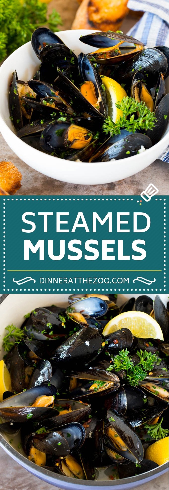 These steamed mussels are coated in garlic, butter, lemon and seasonings, then cooked to perfection.