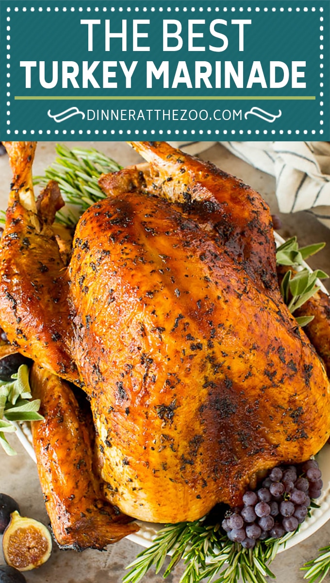 This turkey marinade is a combination of olive oil, fresh herbs, spices and citrus, all blended together to make the most tender and juicy turkey ever!