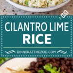 This cilantro lime rice is fluffy long grain rice that's flavored with garlic, plenty of cilantro and fresh lime juice.