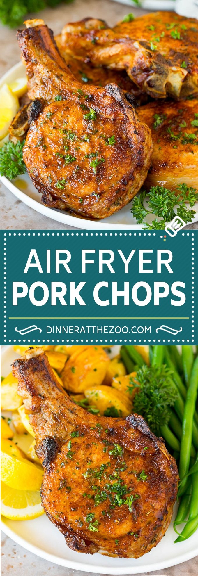 These air fryer pork chops are coated in a homemade spice rub, then air fried until golden brown.