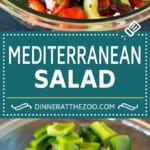 This Mediterranean salad is a blend of tomatoes, cucumbers, bell peppers, red onion, olives and feta, all tossed together in a homemade dressing.