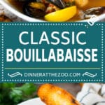 This bouillabaisse is French seafood stew with fresh fish, shrimp, clams and mussels, all simmered together in a flavorful broth.