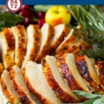 This Instant Pot turkey breast is seasoned with butter, garlic and herbs, then pressure cooked to tender and juicy perfection.