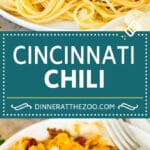 This Cincinnati chili recipe features a hearty meat sauce that is flavored with tomatoes and spices, then simmered to perfection.