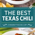 This Texas chili is chunks of beef that are slow simmered with a variety of spices to make a rich and hearty stew.