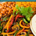 These vegetarian fajitas are an assortment of peppers, onions and mushrooms, all cooked together with the perfect blend of spices.