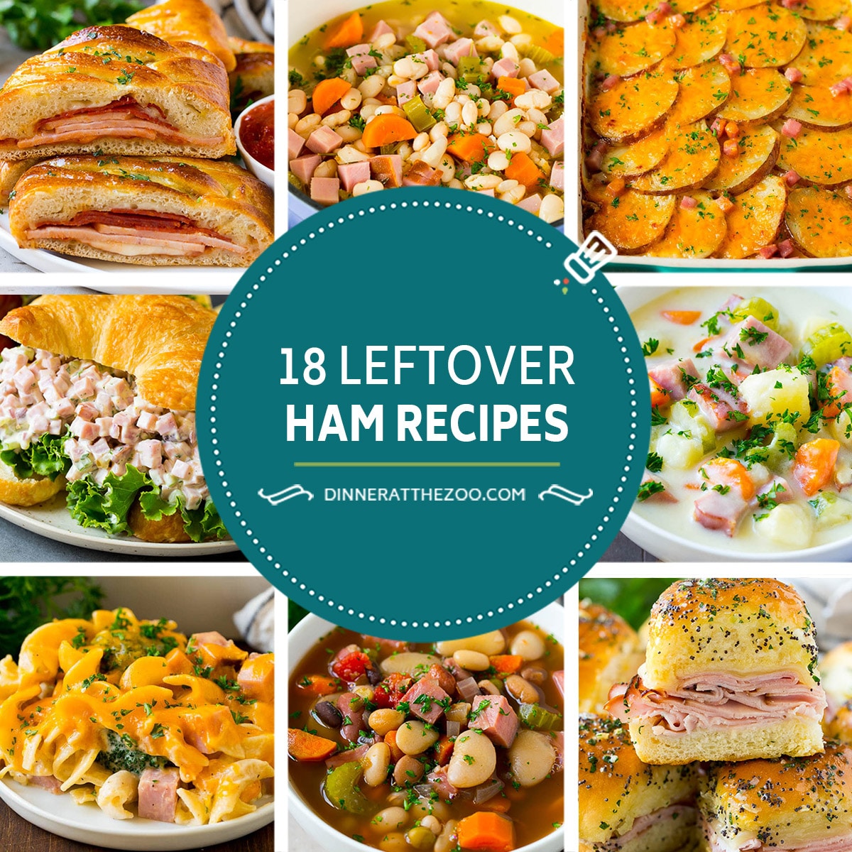 A group of leftover ham recipes.