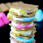 An image of several s'mores made with peeps.