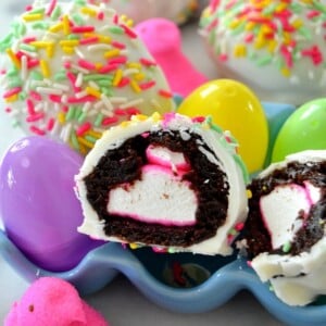 An image of peeps brownie bombs.