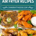 A group of amazing air fryer recipes including pork chops, chicken breast and asparagus.