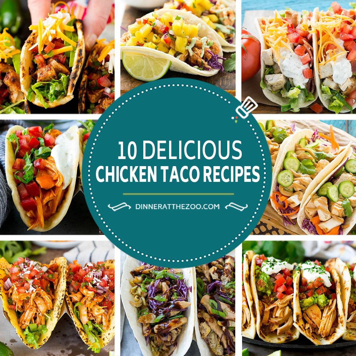 A collection of delicious chicken taco recipes including chicken tinga and slow cooker options.