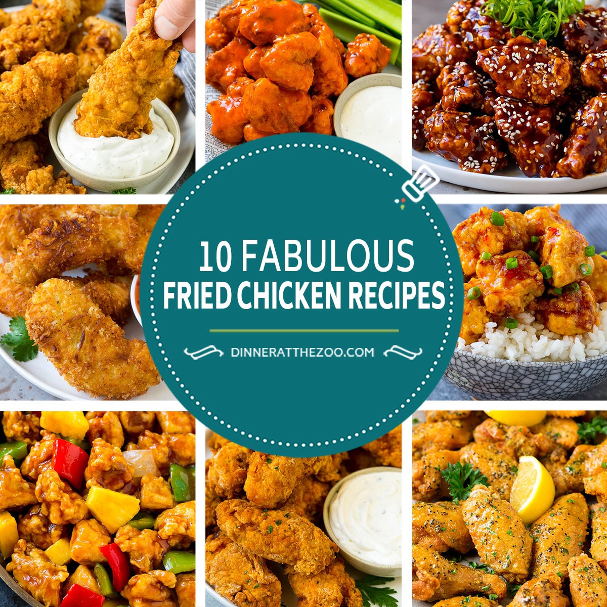 A collection of fabulous fried chicken recipes including buffalo chicken nuggets, fried chicken wings and sweet and sour chicken.