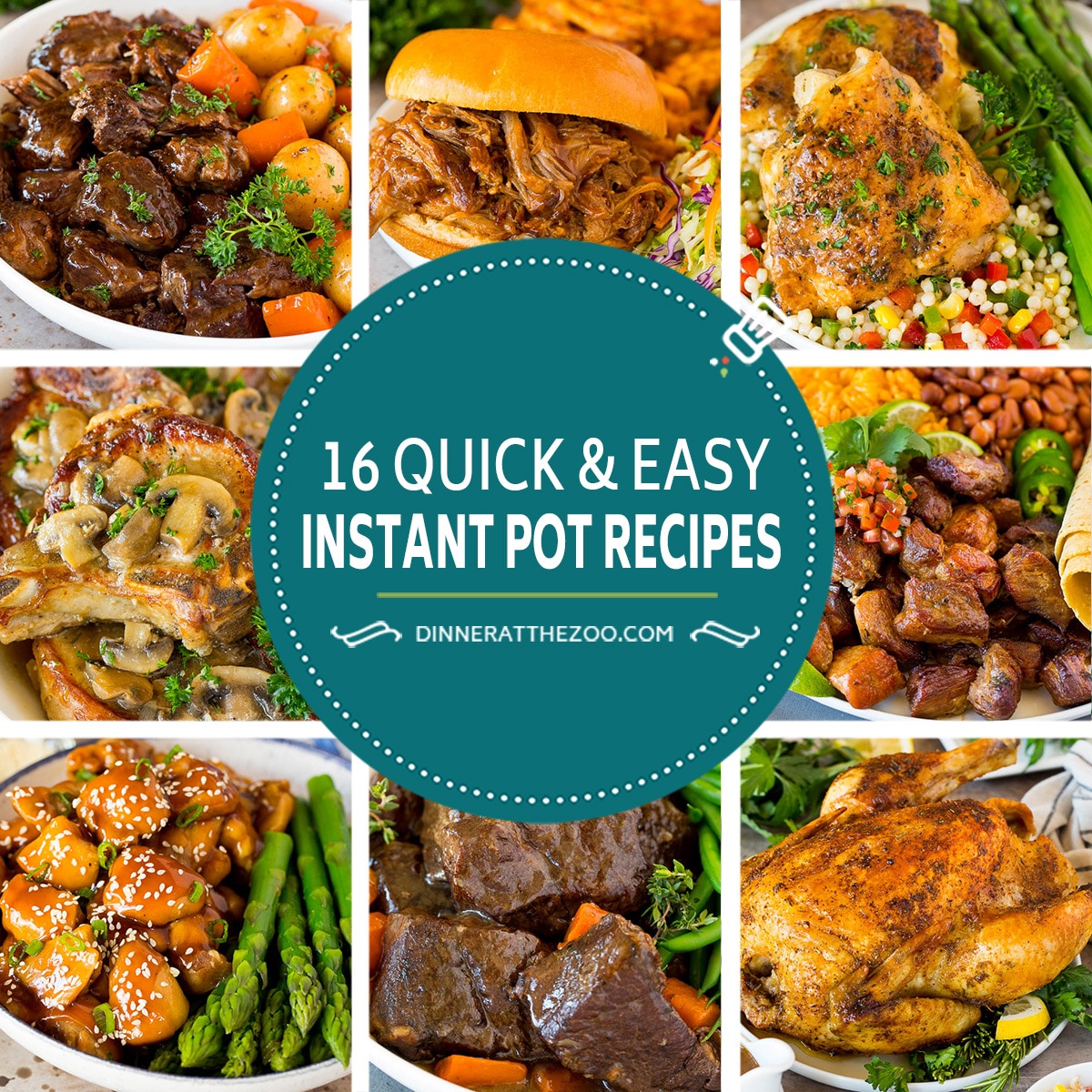A group of quick and easy Instant Pot recipes for any occasion like pot roast, pork chops and chicken thighs.