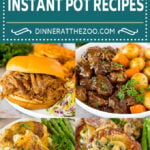 A group of quick and easy Instant Pot recipes like teriyaki chicken and pulled pork.