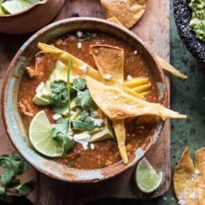 An image of a bowl of chicken chipotle tamale chili.