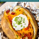 These crock pot baked potatoes are seasoned Russet potatoes that cook all day in the slow cooker to become perfectly tender and fluffy.