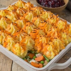 An image of shepherds pie made with turkey and veggies.