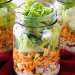 An image of buffalo chicken salad in a jar.