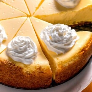 An image of several slices of Cheesecake Factory style cheesecake.