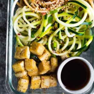 An image of spicy tofu zucchini noodles.