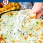 This spinach artichoke dip is a mix of freshly cooked spinach, artichoke hearts and three types of cheese, all baked to golden brown perfection.