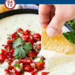 This Mexican white queso dip is a creamy and zesty cheese dip that contains just 3 ingredients and is ready in 5 minutes.