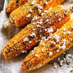 A picture of Cajon corn on the cob on a plate.