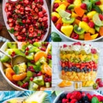 A collection of fruit salad recipes like Mexican fruit salad and tropical fruit salad.