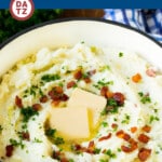 This colcannon recipe is a mix of mashed potatoes, sauteed cabbage and bacon, all combined to form a hearty and savory side dish.