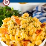 This crab mac and cheese is fresh crab tossed with pasta in a creamy, cheesy sauce.