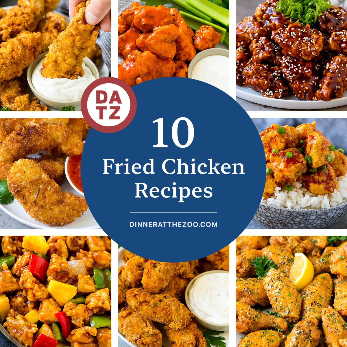A collection of fabulous fried chicken recipes including buffalo chicken nuggets, fried chicken wings and sweet and sour chicken.