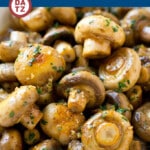 These delectable garlic mushrooms are served in butter and herb sauce, just like you'd get at a steakhouse!