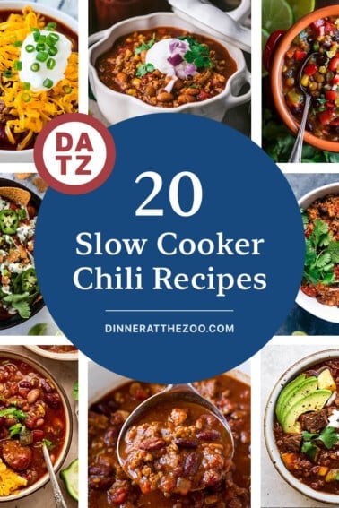 A group of fantastic slow cooker chili recipes like pumpkin chili, buffalo chicken chili and paleo chili.