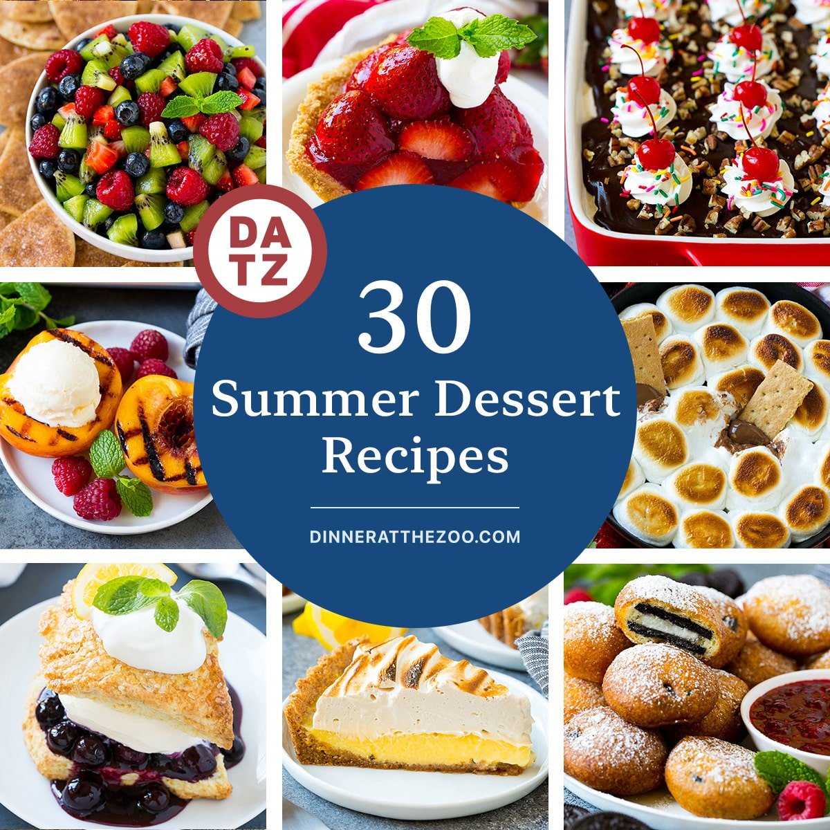 A collection of fabulous summer dessert recipes including s’mores dip, lemon meringue tart and fresh strawberry pie.