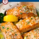 This pan seared salmon is tender salmon fillets coated in the most delicious garlic butter sauce.