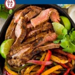 This steak fajita marinade is a blend of olive oil, lime juice and plenty of spices, all mixed together to make the ultimate flavoring blend.