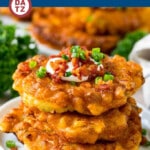 These corn fritters are crispy cakes filled with corn kernels, cheddar cheese and seasonings, all cooked together to golden brown perfection.