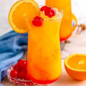 A picture of a tequila sunrise in a glass.