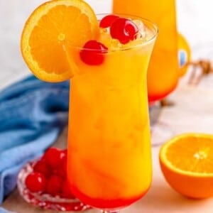 A picture of a tequila sunrise in a glass.