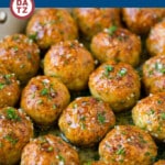 The best chicken meatballs baked until golden brown and flavored with garlic, herbs and spices.