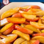 These fried apples are fresh apple wedges sauteed with butter, sugar and cinnamon until browned and tender.