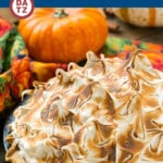 Pumpkin meringue pie is a rich and creamy pumpkin base topped with a mountain of toasted brown sugar meringue.