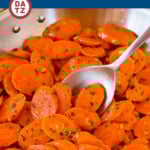 These sauteed carrots are fresh carrots cut into slices, simmered until tender, then coated with butter, garlic and herbs.
