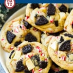 These peppermint cookies are loaded with white chocolate chunks, candy canes, and Oreo pieces for a unique holiday cookie that everyone will love!