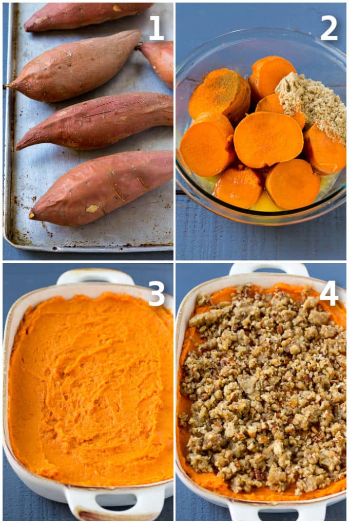 Steps showing how to make this baked yams dish. 